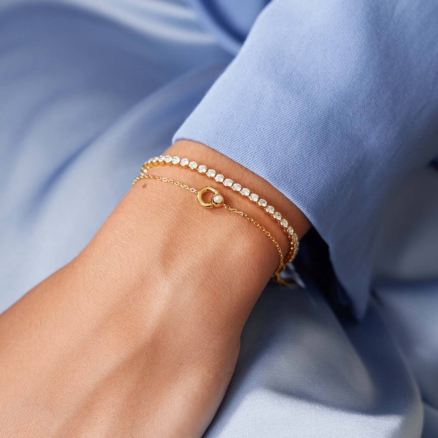  Chic Creator - Tennisarmbänder - Silber / 14kt GP - Zirkonia - 18,5cm